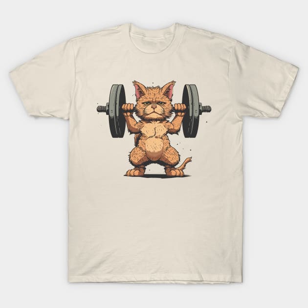 cat lifting weight T-Shirt by weirdesigns